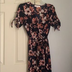 midi floral dress with tie